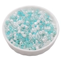 DIY bead set with light blue and white glass seed beads in a white ceramic bowl - Sea Foam Blue