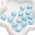 Hellblaue Acryl-Herzperlen mit Smiley-Relief für DIY-Schmuckherstellung und Basteln - 18mm / Herz Smiley Pfauenblau