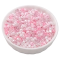 Pink and white mixed glass seed beads for DIY jewelry making in a white ceramic bowl - Pink Glaze