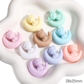 Pastel acrylic cat on moon beads in various macaron colors for DIY jewelry, 28x25mm size - Moon and Cat