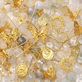 Colorful glass beads and golden alloy charms set for DIY jewelry handmade crafts - Gray