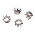 Ciondoli a corona in argento per gioielli fai da te, set da 4 pezzi con design traforato - 10×7mm / Argento Antico