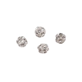4er-Set versilberte hohle Zwischenperlen mit funkelnden Strasssteinen für DIY-Schmuckherstellung - Ca. 6mm Durchmesser / Silber Weißer Strass
