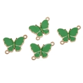 Kit gioielli fai-da-te: 4 ciondoli a farfalla placcati oro con smalto verde smeraldo - 20x15mm / Verde