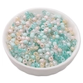 Mixed macaron color 20g glass seed beads and bugle beads in a white bowl for DIY jewelry - Cobalt Dream
