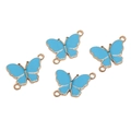 Light blue enamel butterfly connector charm with gold plating for DIY jewelry making - 20x15mm (5 Pieces/Pack) / Blue