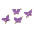 Purple enamel butterfly charms with gold alloy edges for handmade jewelry making - 20x15mm (5 Pieces/Pack) / Purple