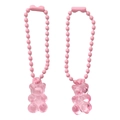 Set of two pink acrylic gummy bear bead chains for DIY bag charms and keychains - Pink