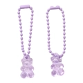 Cute translucent purple resin gummy bear charms with matching beaded chains for bags - Light Purple