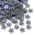 Flores de resina de 5 pétalos azul grisáceo de 7mm con centro amarillo para DIY - Azul
