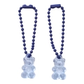 Light blue translucent gummy bear pendants with dark blue bead chains for DIY crafts - Sapphire Blue