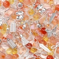 DIY jewelry kit with orange mixed beads and silver alloy feather and butterfly charms - Orange Sincerity (Silver)