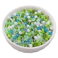 Mixed color glass seed beads in green and blue tones for DIY jewelry making - Moss Green