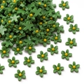 Flores de resina verde de 7mm con centro amarillo para manualidades y bisutería - Verde