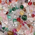 Colorful mixed glass beads and silver alloy charms kit for DIY jewelry handmade crafts - Multicolor (Silver)