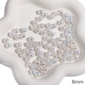 Round 8mm ABS colorful pearlescent beads for DIY jewelry making and handmade crafts - UFO Style (#01) / 8mm (2 Pieces/Pack) / Iridescent White