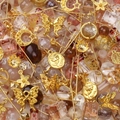 DIY jewelry set with gold butterfly pendants and mixed brown glass beads for necklaces - Caramel Cocoa (Gold)