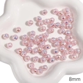 Light pink 8mm iridescent ABS pearl beads for DIY jewelry making and handmade necklaces - UFO Style (#01) / 8mm (2 Pieces/Pack) / Holographic Pink