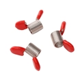 Set of three silver metal spring clamps with red non-slip plastic handles for DIY crafts - Large / Red