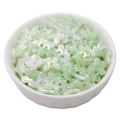 Light green iridescent flower acrylic beads with pearl finish in white ceramic bowl - Butterfly Design / 100pcs Pack / Green System
