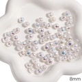Perline ABS bianche iridescenti da 8mm per gioielli fai-da-te e collane - Stile Fagiolo Concavo (#03) / 8mm (2 Pezzi/Confezione) / Bianco Iridescente