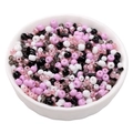 Mixed pink and black glass seed beads for DIY jewelry making in a white ceramic bowl - Twilight Gray