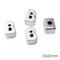 Silver plated UV acrylic letter B bead charm for DIY jewelry making 15x21mm - 15×21mm (1 Piece/Pack) / Letter B