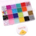 Kit bijoux DIY avec perles colorées, perles alphabet et fil élastique dans une boîte - Environ 6800 Perles / Style 24 Grilles