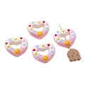 Pink heart-shaped resin donut beads with sprinkles and lemon slice decor for DIY jewelry - Pink White Orange Heart Style (7#) / 1 Piece/Pack (30x27mm) / Pink White