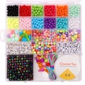 Kit DIY de perles colorées et lettres dans une boîte de 24 cases pour bijoux à main - Environ 1305 Perles / Style 26 Grilles