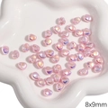 Perle a stella in ABS rosa iridescente 8x9mm per creazione di gioielli e collane fai da te - Stile Pietra Piccola (#05) / 8x9mm (2 Pezzi/Confezione) / Rosa Olografico