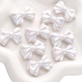 Set of 10 iridescent white acrylic bow beads for DIY jewelry making and crafting - Stacked Style Bowknot / Pack of 2 (31x21mm) / White