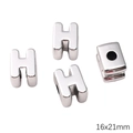 Silver UV plated acrylic H-letter bead for DIY jewelry making, size 16x21mm - Letter H