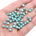 Vintage turquoise style cube stone pendants with gold plated rings for DIY jewelry - 4mm 2 Pieces / Blue Sandstone