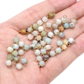 Faceted natural stone sugar cube pendants in assorted colors for DIY jewelry making - 4mm 2 Pieces / Amazonite