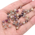Handmade faceted natural stone pendants in purple and green with gold plating - 4mm 2 Pieces / Fluorite