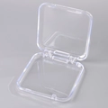 Clear square plastic storage box with hinged lid for jewelry and small craft beads - Large 8.5x8.5cm (1 Piece/Pack)