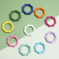 Colorful octagon spring buckle ring clips in 10 assorted vibrant metal paint finishes - Bamboo Texture Ring (29mm) 5 Pieces/Pack