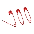 Three large red painted metal safety pins for DIY jewelry making and clothing crafts - Width 7mm Length 30mm / Red