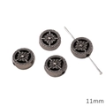 Retro silver 11mm alloy flower beads for DIY jewelry and accessory making projects - 5 Pieces/Pack (11mm)