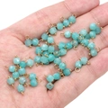 Pendenti in pietra naturale blu chiaro sfaccettata con anelli in metallo dorato - 4mm 2 Pezzi / Amazonite