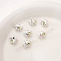 Cuentas de estrella de perlas de imitación con cristales para joyería artesanal - Estrella Diamante Cuadrado Transparente (12x11mm) / Apertura 1mm