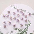 Miniature purple lily of the valley resin flower charms for DIY jewelry making - 4-Petal Flower (BSB135) / 5 Pieces / Purple