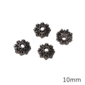 Set of four 10mm gun black hollow flower alloy spacer beads for DIY jewelry making - 10 Pieces/Pack (10mm)