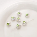 Cuenta de estrella plateada con gema verde oliva y diamantes para joyas DIY - Estrella Diamante Redondo Verde (12x11mm) / Apertura 1mm