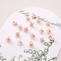 Pink lily of the valley flower charms with gold beads for DIY jewelry making - 4-Petal Flower (BSB135) / 5 Pieces / Pink