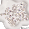 Perle in ABS iridescenti 10x11mm a goccia per creazione gioielli DIY e nail art - Stile Pietra (#11) / 10x11mm (2 Pezzi/Confezione) / Bianco Iridescente