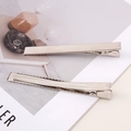 Set of two polished silver metal alligator hair clips for daily styling and hair fixing - Approx. 9.8cm White K (5 Pieces/Pack)