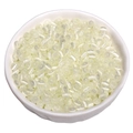 Pale green semi-transparent glass donut beads for DIY bracelet jewelry in white porcelain bowl - 4x2.5mm (Hole Approx. 1mm) / 5g/Pack (Approx. 90 Beads) / Beige