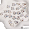 Perle in ABS iridescenti irregolari da 11x15 mm per creazione gioielli fai da te - Stile Intrecciato Grande (#12) / 11x15mm (2 Pezzi/Confezione) / Bianco Iridescente